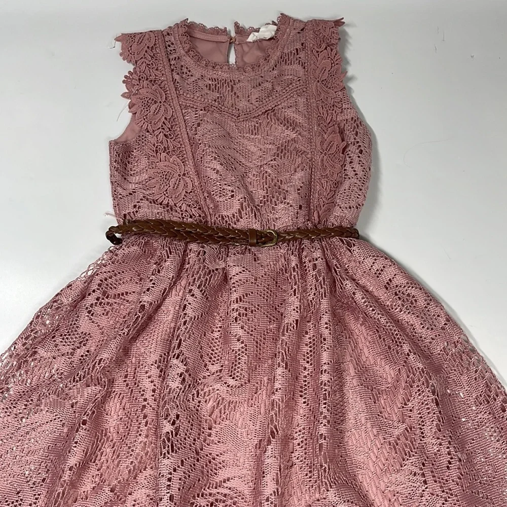 Ally B Girls Lace Hi Low Blush Pink Sleeveless Dress Size 8